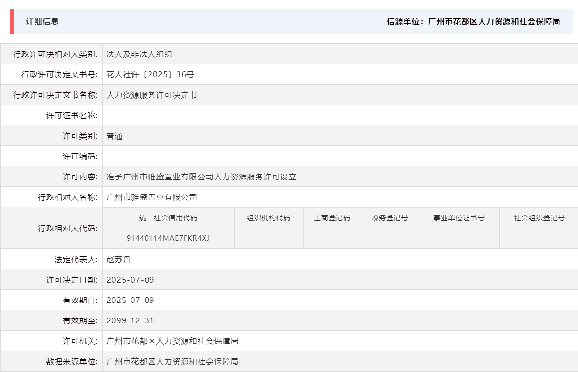7.9准予广州市雅盛置业有限公司人力资源服务许可设立.png